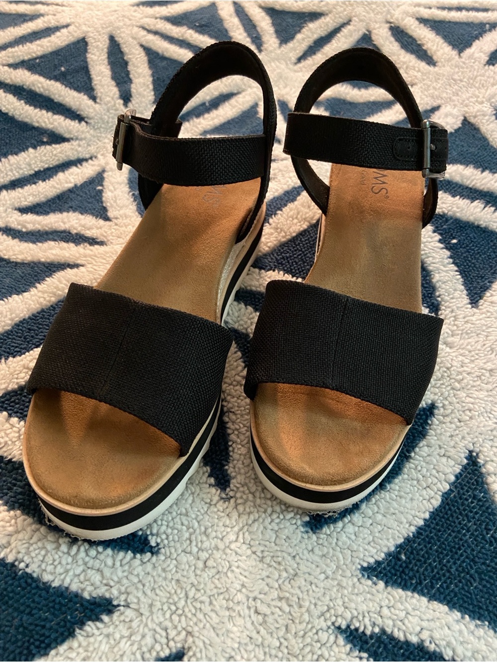 Toms Black Diana Wedge Sandals